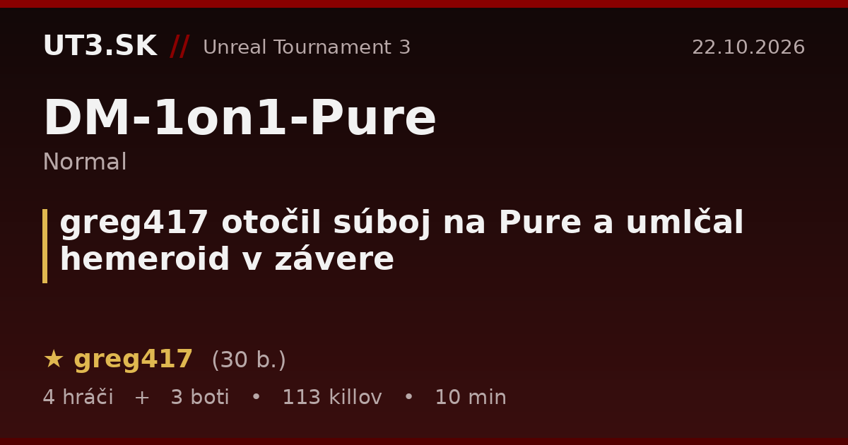 greg417 otočil súboj na Pure a umlčal hemeroid v závere