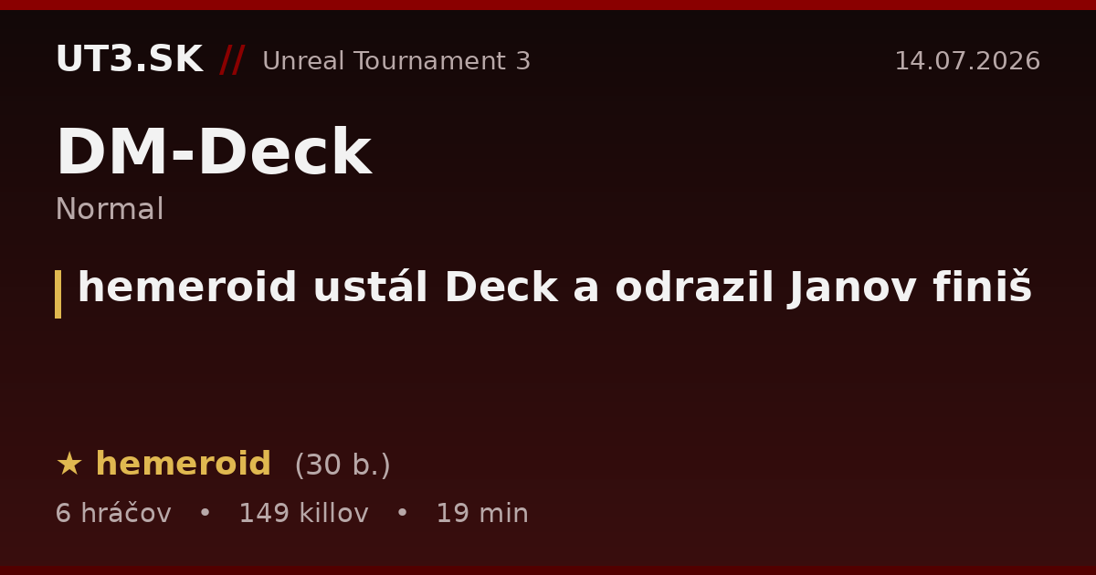 hemeroid ustál Deck a odrazil Janov finiš