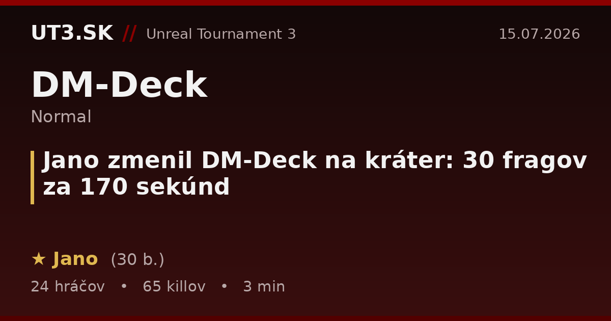 Jano zmenil DM-Deck na kráter: 30 fragov za 170 sekúnd