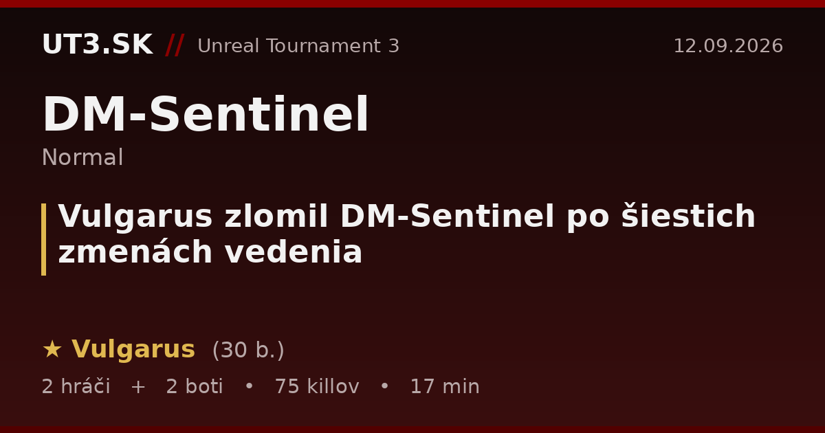 Vulgarus zlomil DM-Sentinel po šiestich zmenách vedenia