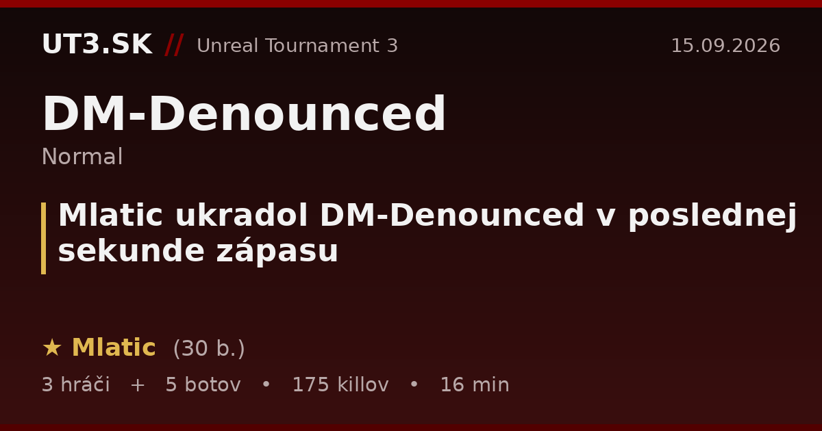 Mlatic ukradol DM-Denounced v poslednej sekunde zápasu