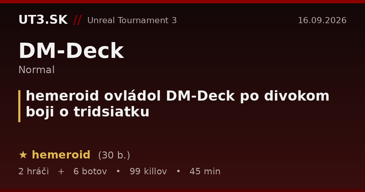 hemeroid ovládol DM-Deck po divokom boji o tridsiatku