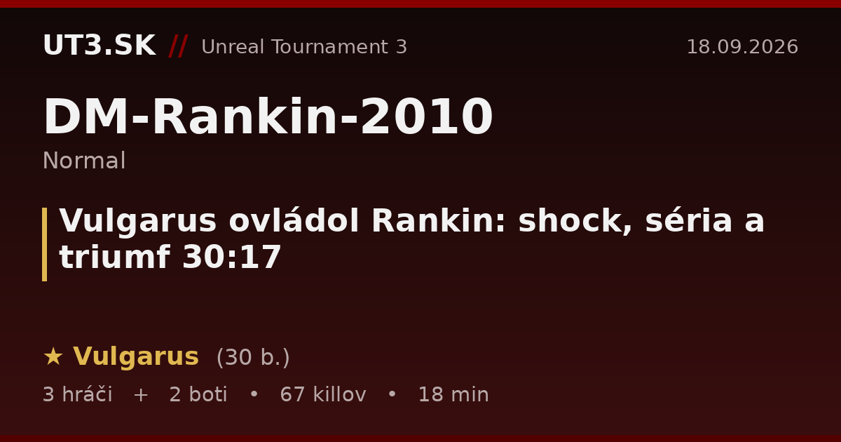 Vulgarus ovládol Rankin: shock, séria a triumf 30:17