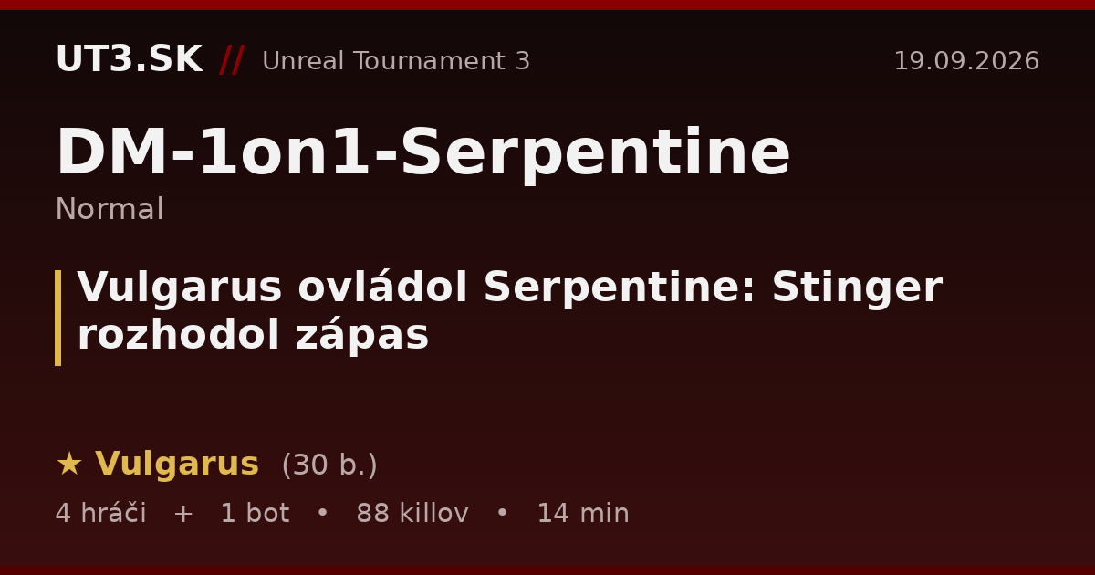 Vulgarus ovládol Serpentine: Stinger rozhodol zápas
