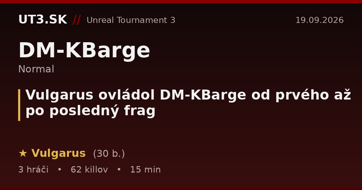 Vulgarus ovládol DM-KBarge od prvého až po posledný frag