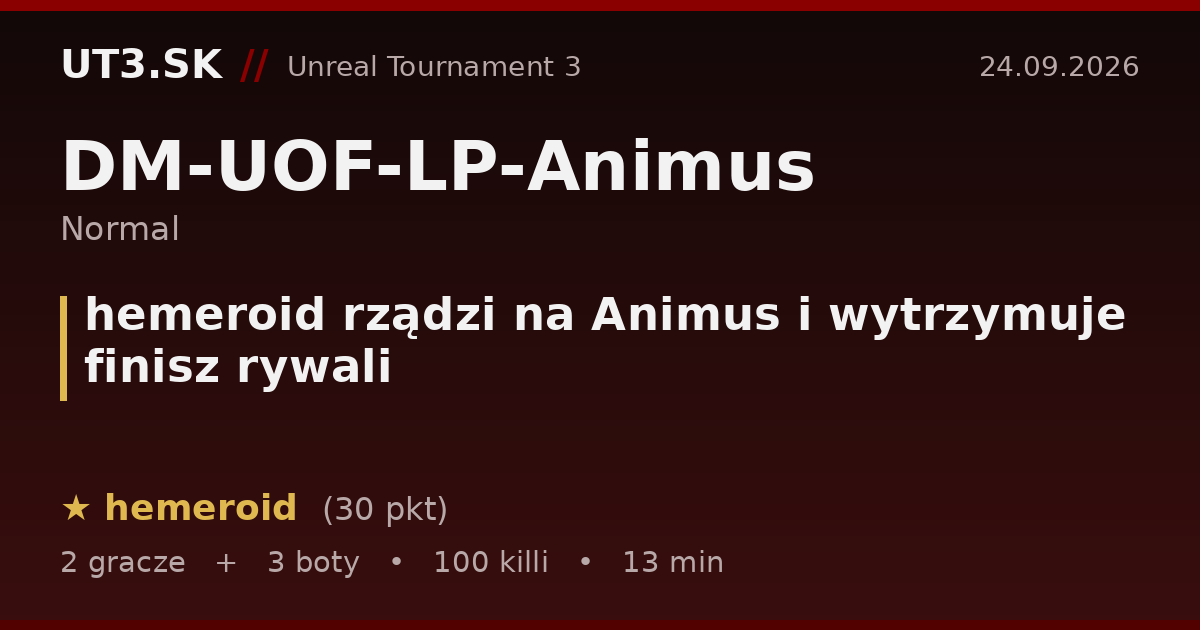 hemeroid rządzi na Animus i wytrzymuje finisz rywali