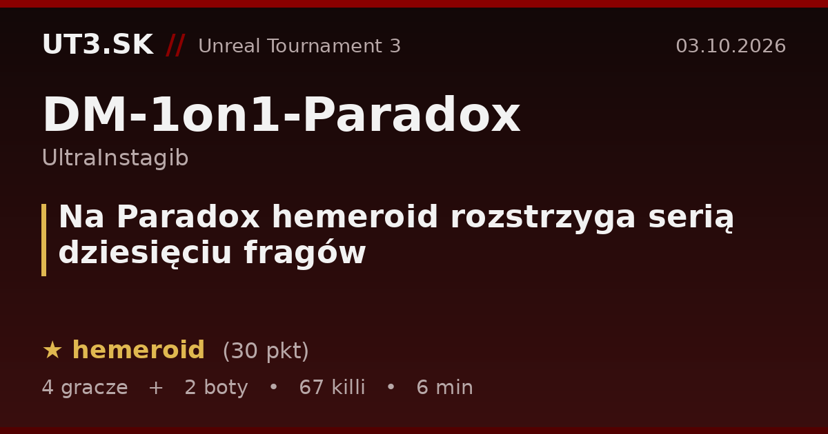 Na Paradox hemeroid rozstrzyga serią dziesięciu fragów