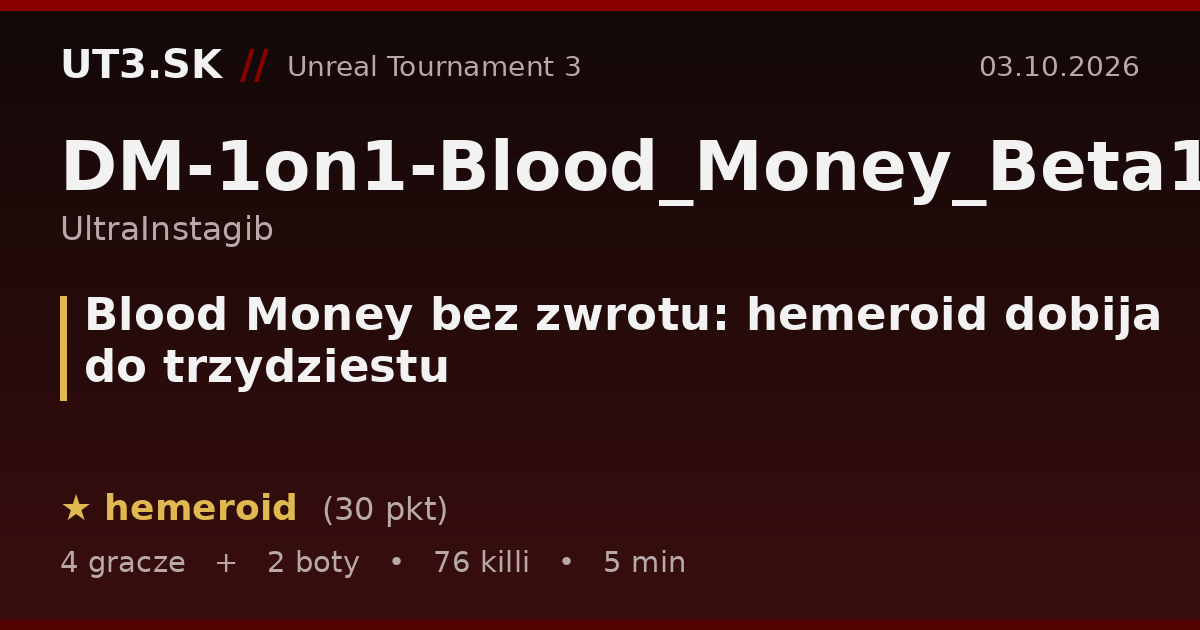 Blood Money bez zwrotu: hemeroid dobija do trzydziestu