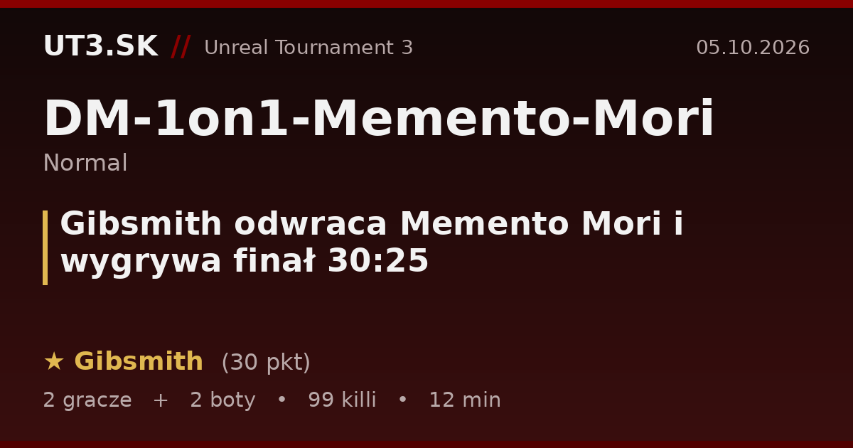 Gibsmith odwraca Memento Mori i wygrywa finał 30:25