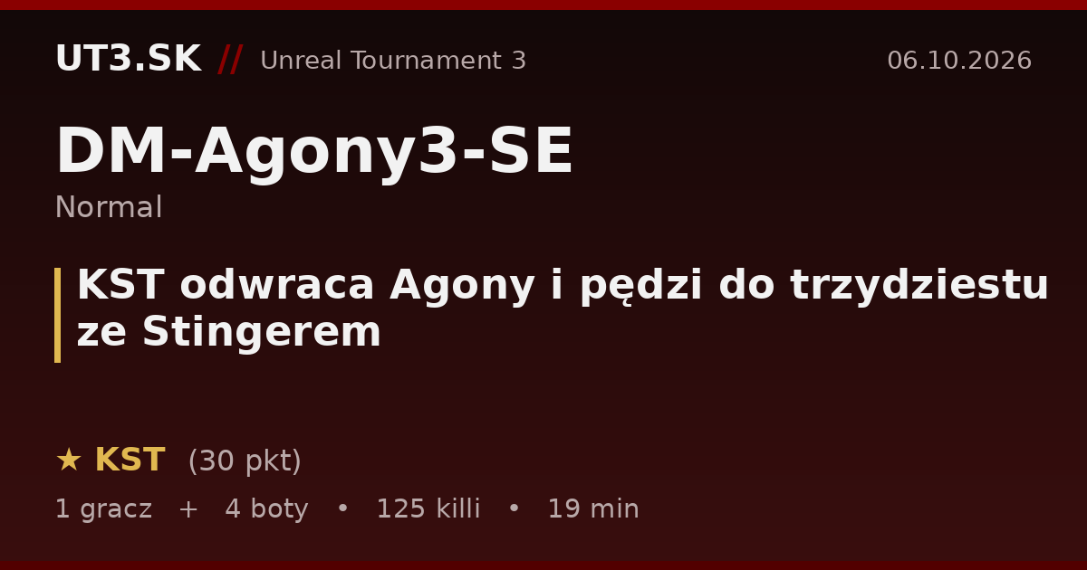 KST odwraca Agony i pędzi do trzydziestu ze Stingerem