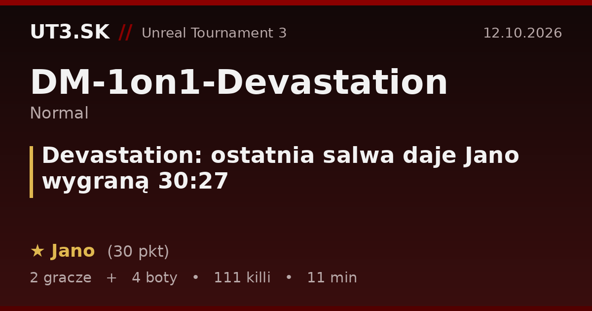 Devastation: ostatnia salwa daje Jano wygraną 30:27