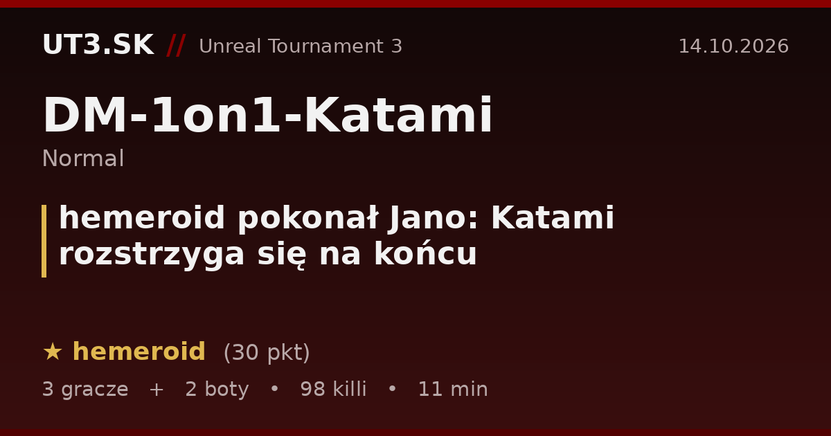 hemeroid pokonał Jano: Katami rozstrzyga się na końcu