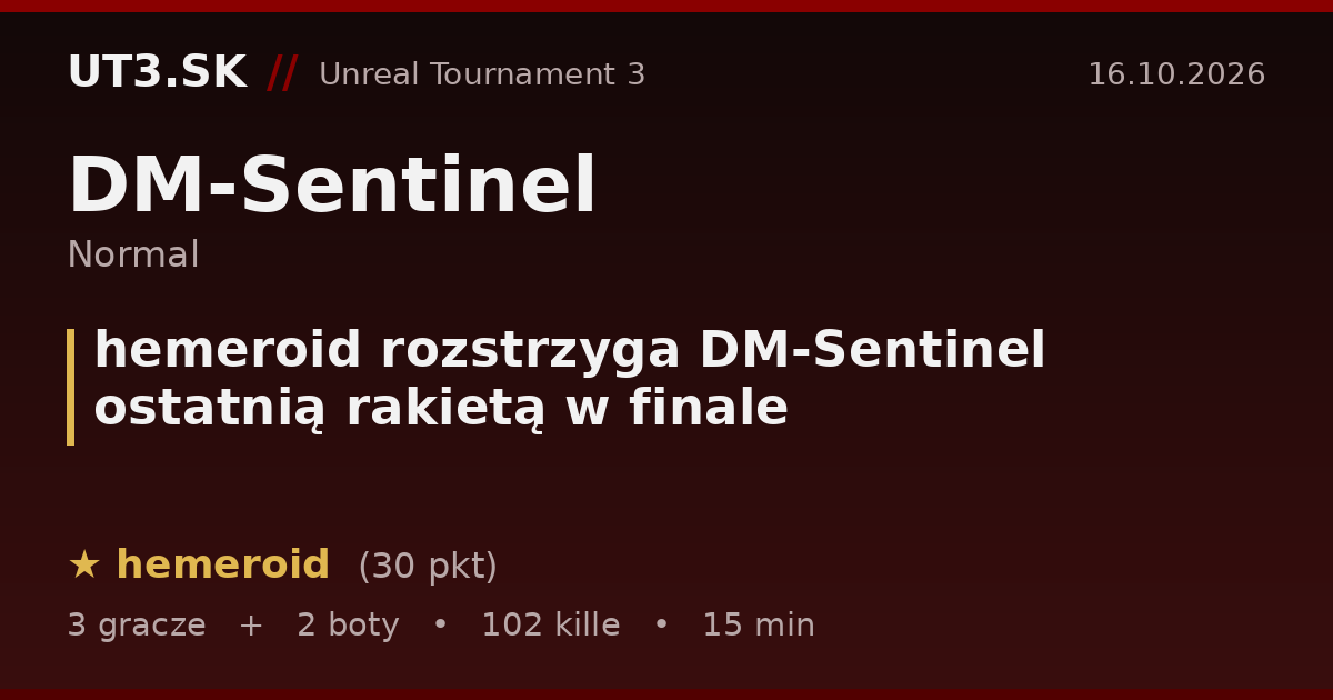 hemeroid rozstrzyga DM-Sentinel ostatnią rakietą w finale