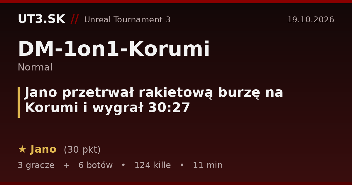 Jano przetrwał rakietową burzę na Korumi i wygrał 30:27