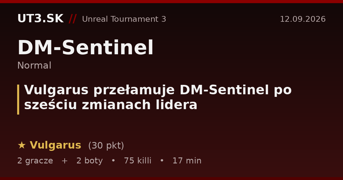 Vulgarus przełamuje DM-Sentinel po sześciu zmianach lidera