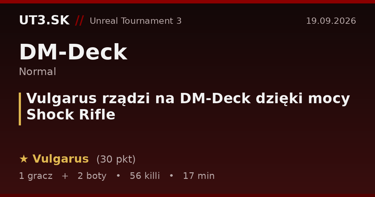 Vulgarus rządzi na DM-Deck dzięki mocy Shock Rifle