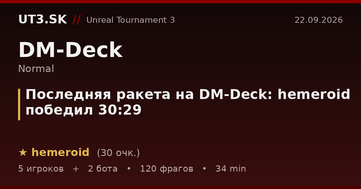 Последняя ракета на DM-Deck: hemeroid победил 30:29