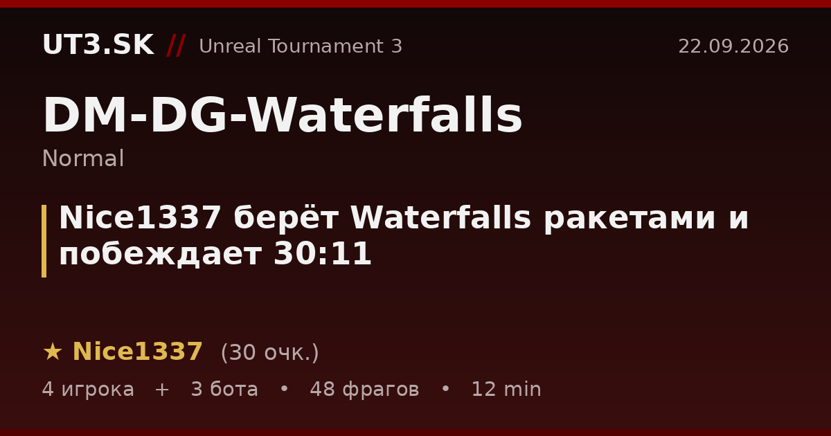 Nice1337 берёт Waterfalls ракетами и побеждает 30:11