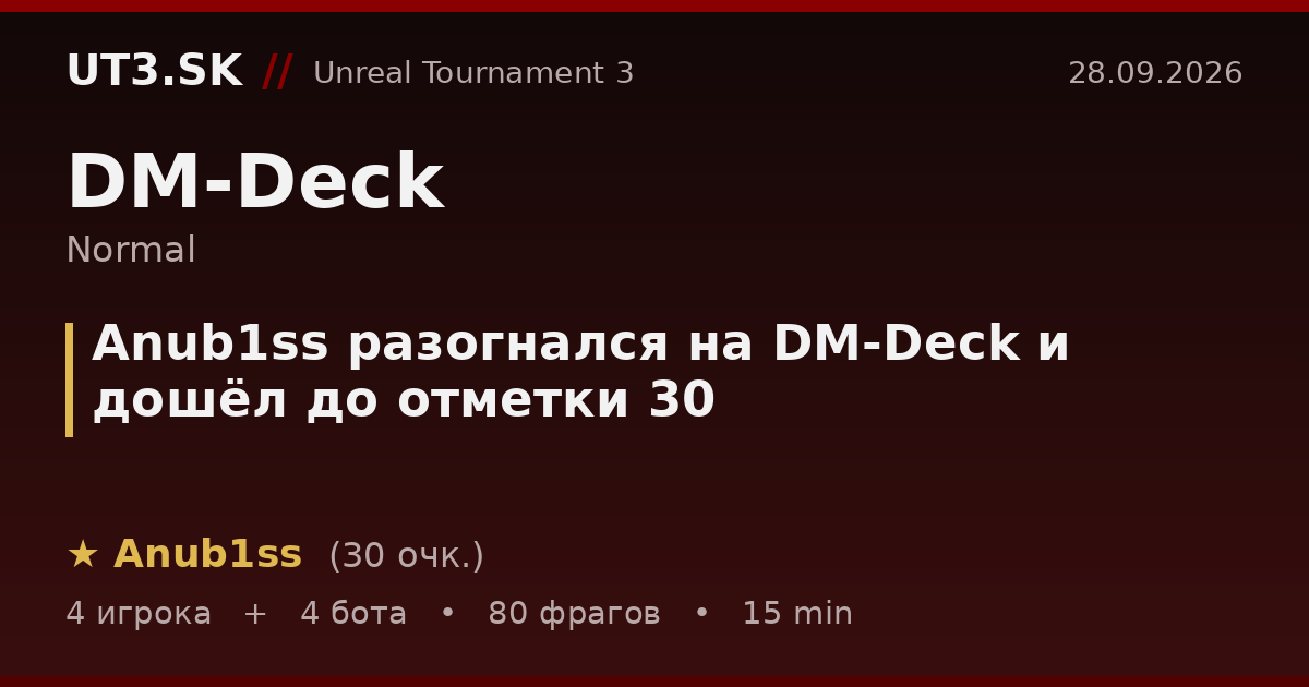 Anub1ss разогнался на DM-Deck и дошёл до отметки 30