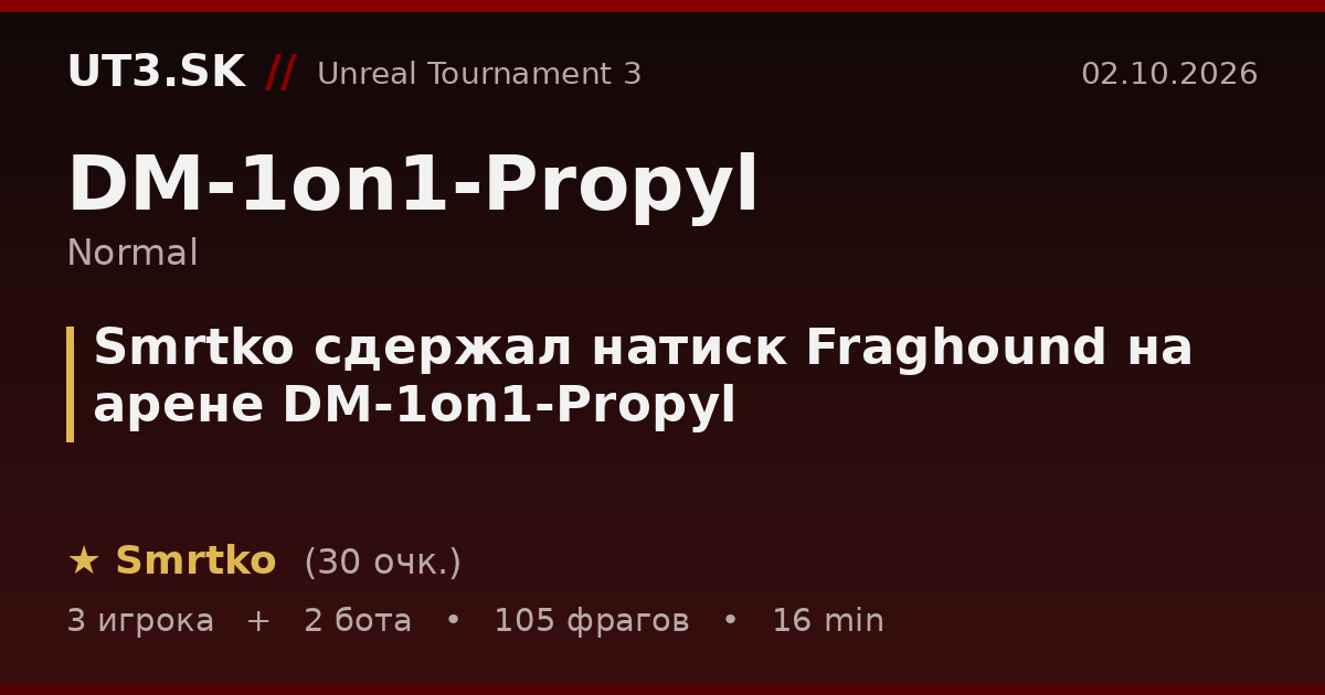 Smrtko сдержал натиск Fraghound на арене DM-1on1-Propyl