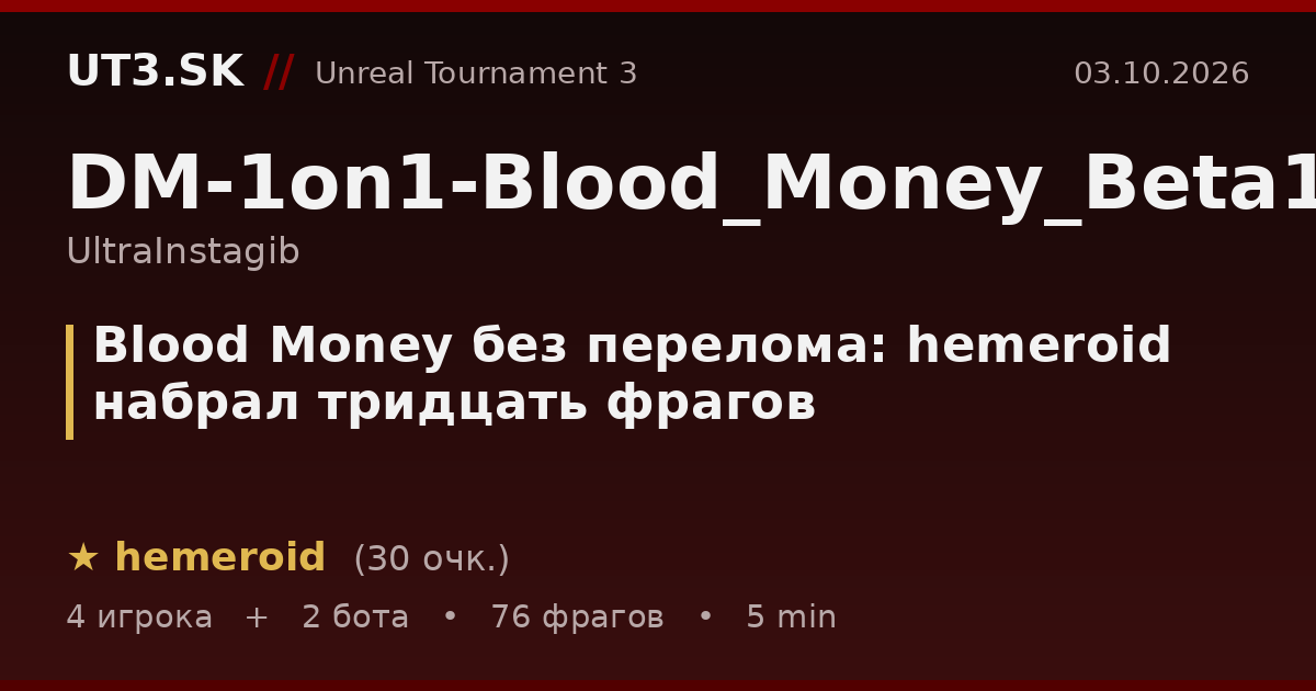 Blood Money без перелома: hemeroid набрал тридцать фрагов
