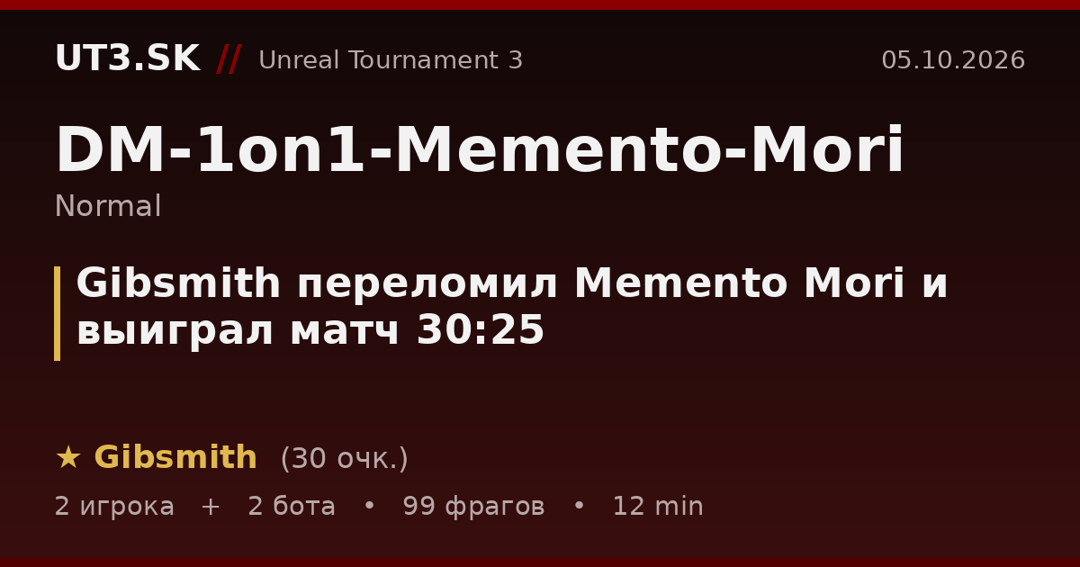Gibsmith переломил Memento Mori и выиграл матч 30:25