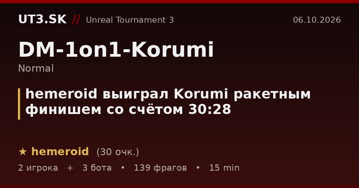 hemeroid выиграл Korumi ракетным финишем со счётом 30:28