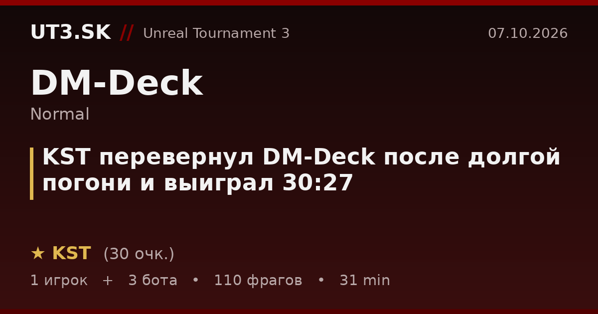 KST перевернул DM-Deck после долгой погони и выиграл 30:27