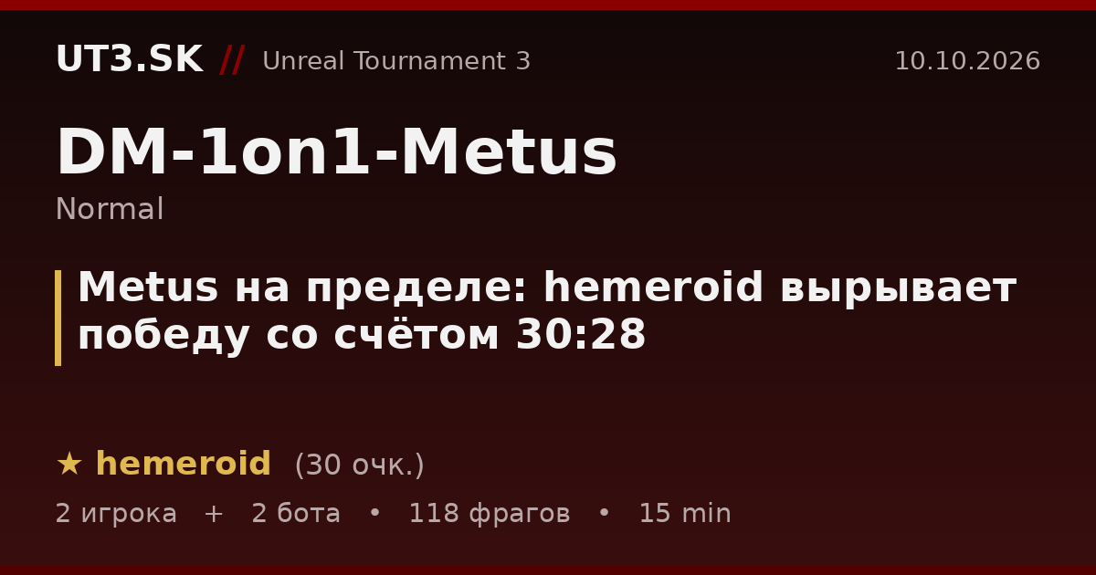 Metus на пределе: hemeroid вырывает победу со счётом 30:28