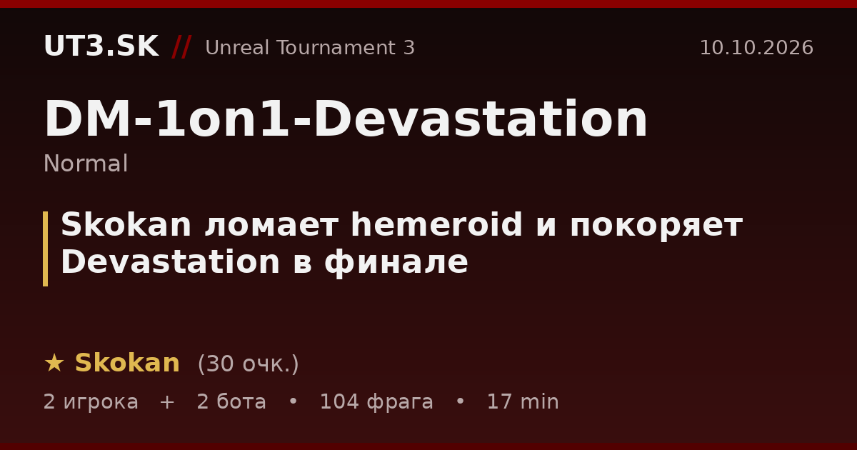 Skokan ломает hemeroid и покоряет Devastation в финале