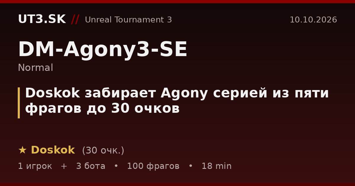 Doskok забирает Agony серией из пяти фрагов до 30 очков