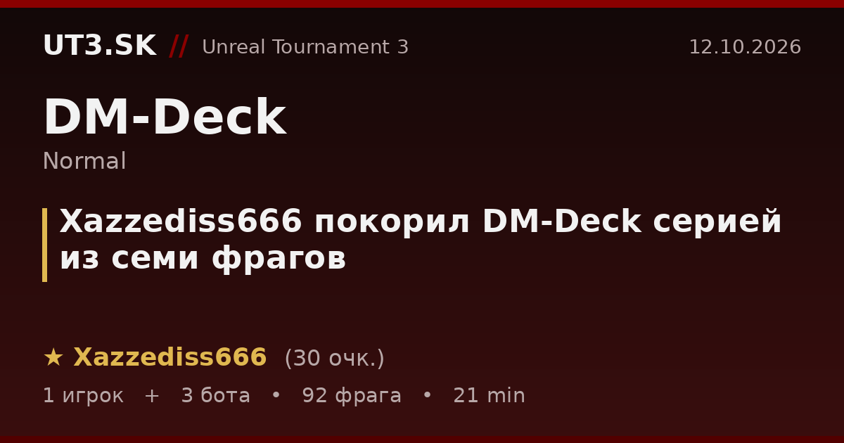 Xazzediss666 покорил DM-Deck серией из семи фрагов