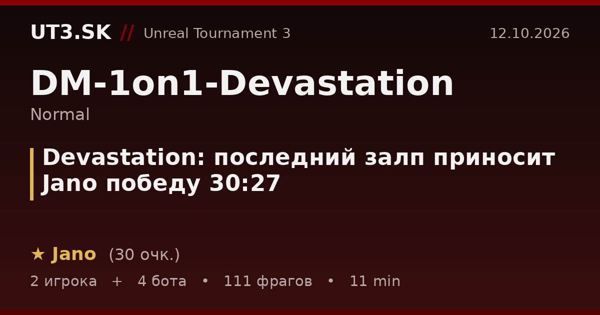 Devastation: последний залп приносит Jano победу 30:27