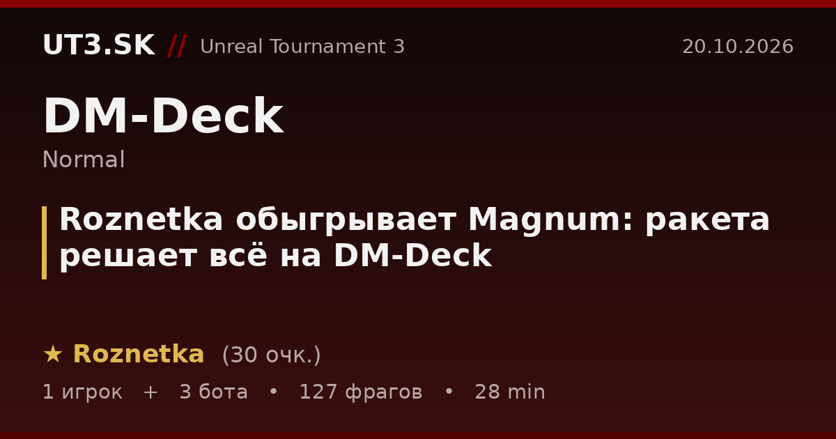 Roznetka обыгрывает Magnum: ракета решает всё на DM-Deck