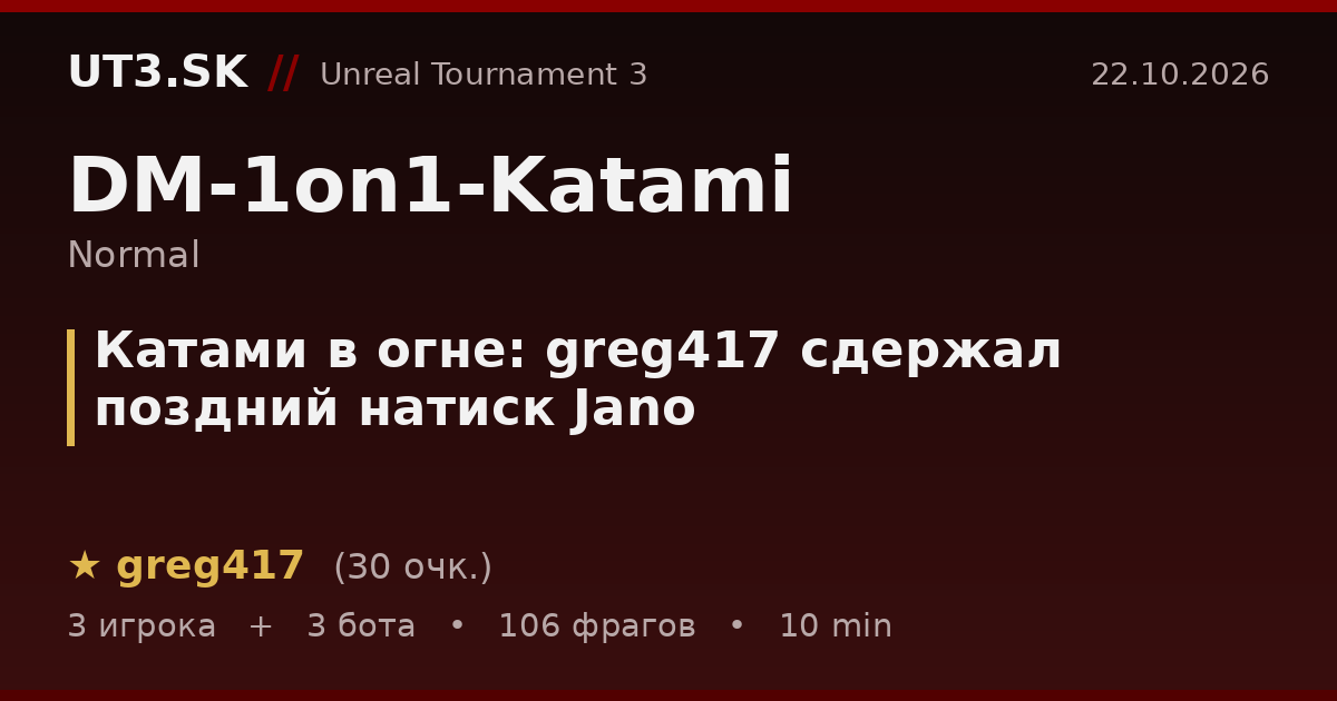 Катами в огне: greg417 сдержал поздний натиск Jano