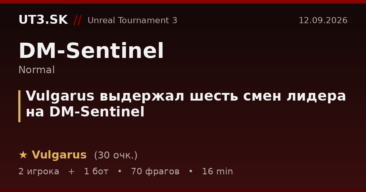 Vulgarus выдержал шесть смен лидера на DM-Sentinel