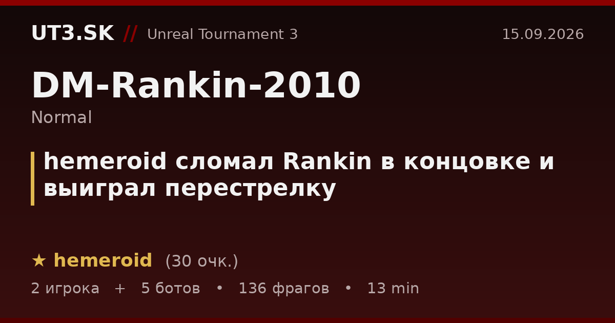 hemeroid сломал Rankin в концовке и выиграл перестрелку